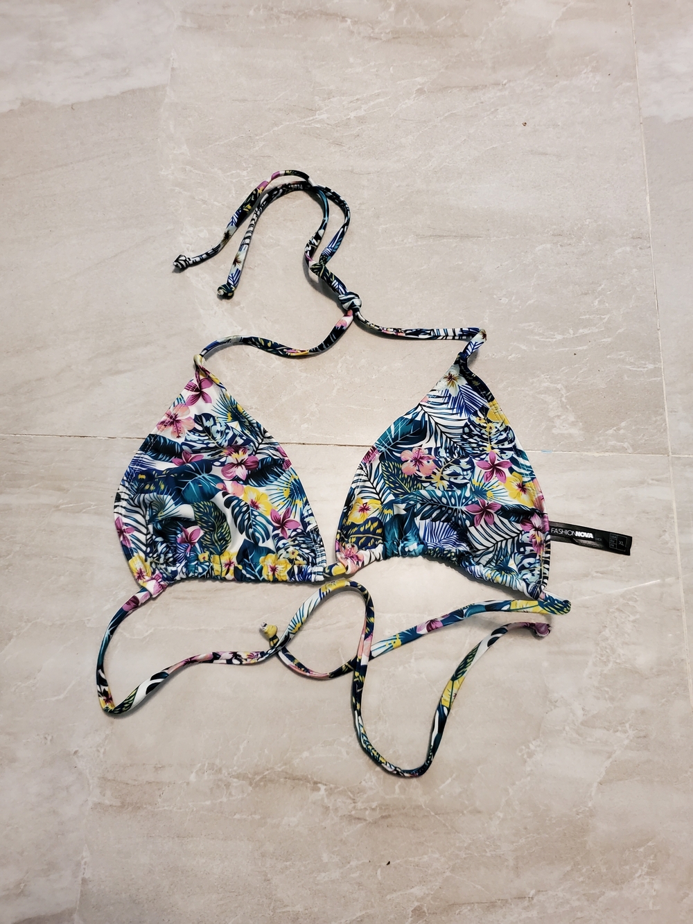 Fashion Nova- Woman's Floral Triangle Bikini Top - Tropical Print